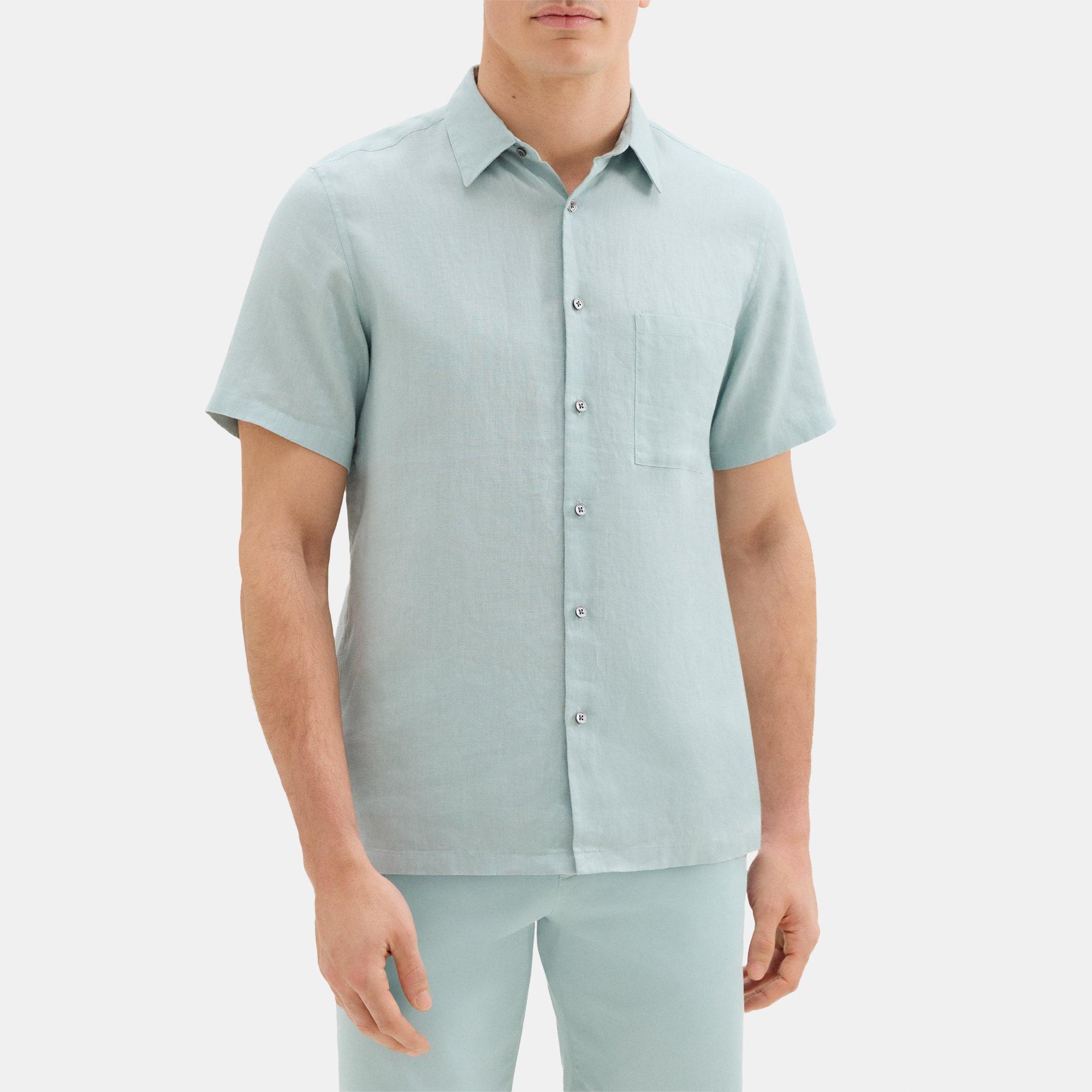 Linen Standard-Fit Short-Sleeve Shirt | Theory Outlet Product Image