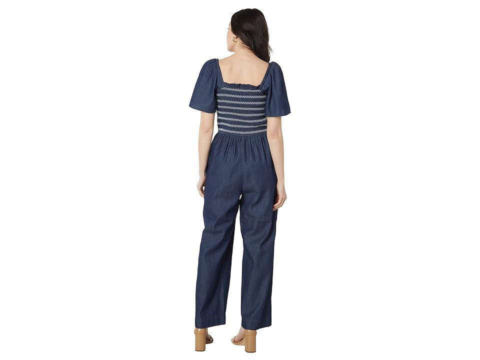 Draper James Smocked Chambray Jumpsuit (Dark Wash) Women's Jumpsuit & Rompers One Piece Product Image