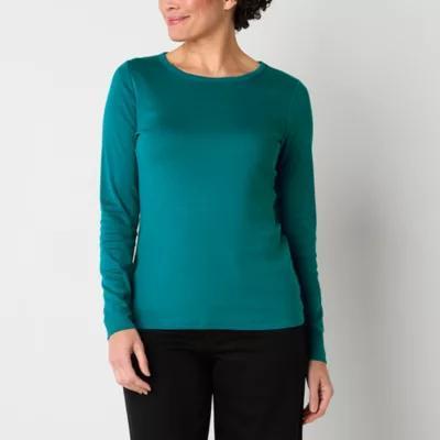 St. John's Bay Womens Crew Neck Long Sleeve T-Shirt Product Image