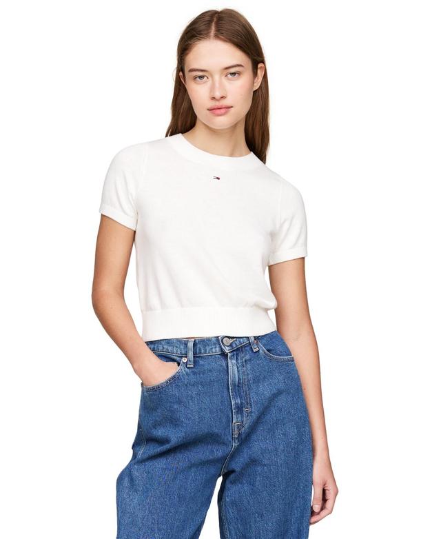 Tommy Jeans Womens Cropped Short-Sleeve Sweater Product Image