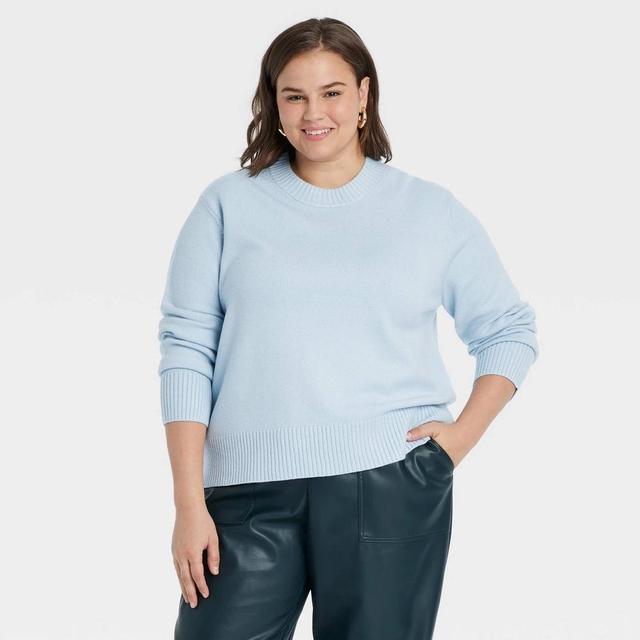 Womens Crewneck Pullover Sweater - A New Day Light Blue 2X Product Image