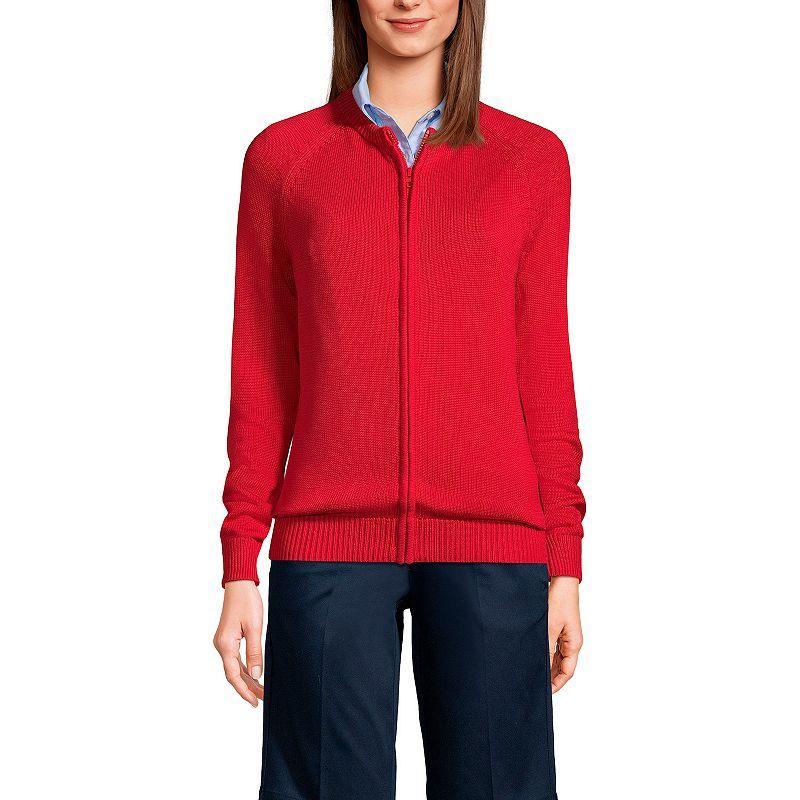 Womens Lands End School Uniform Zipper-Front Cardigan Sweater Product Image