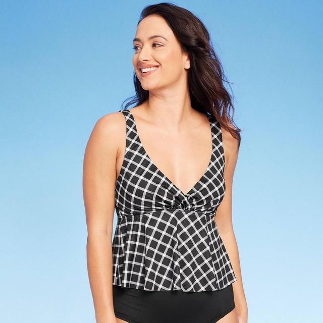 Womens Gingham Front Cropped Tankini Top - Kona Sol Multi Product Image