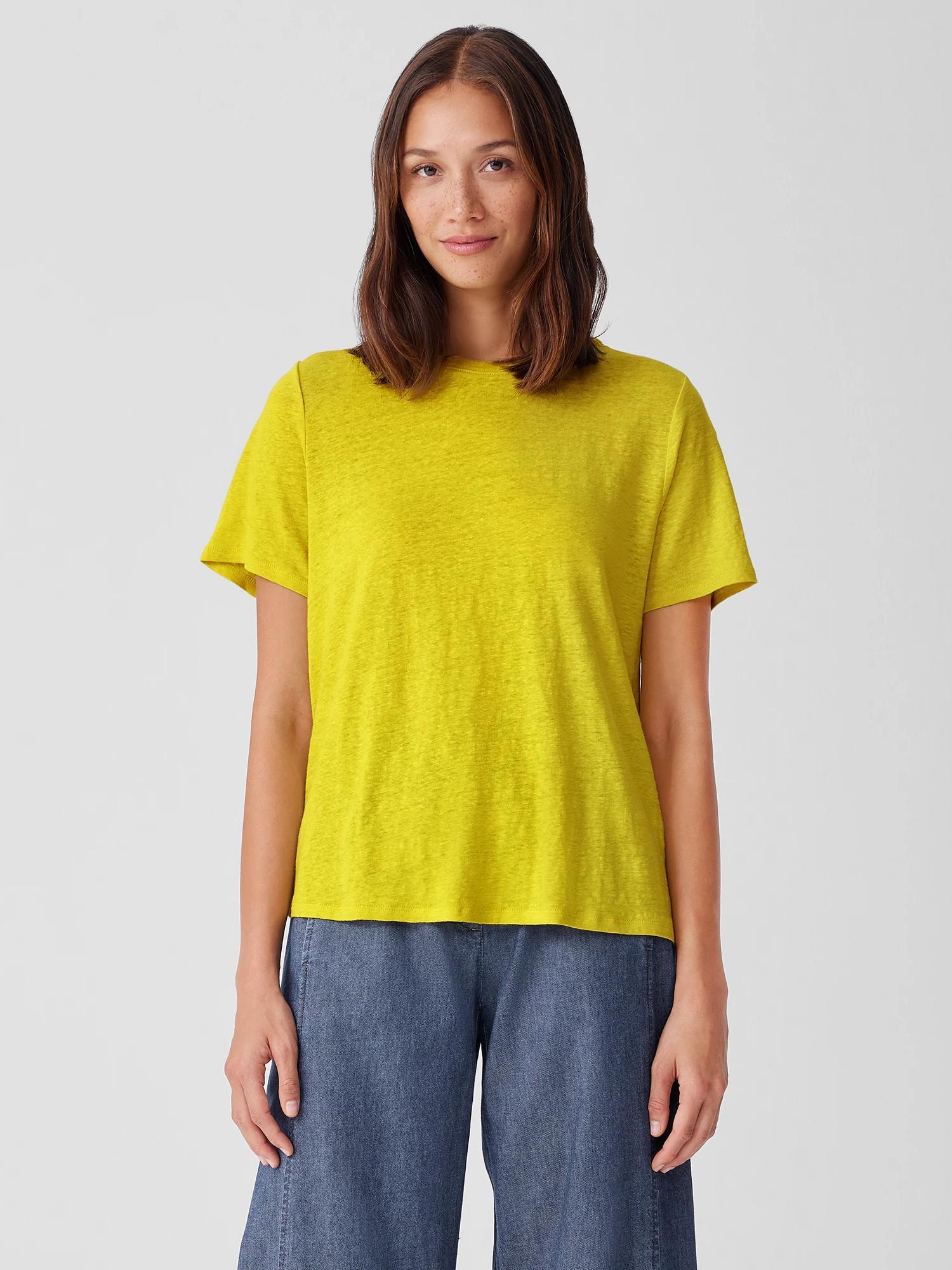 EILEEN FISHER Organic Linen Jersey Crew Neck Teefemale Product Image