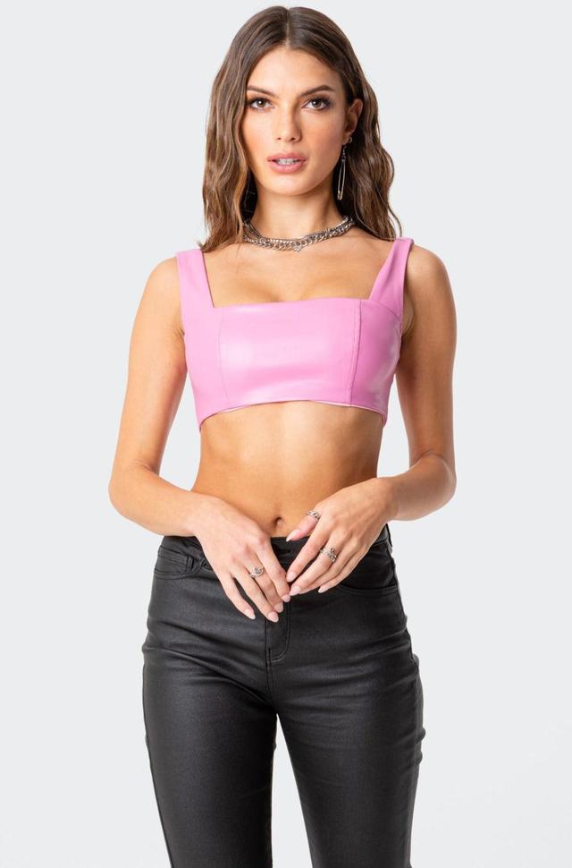 Midnight Faux Leather Crop Top Product Image