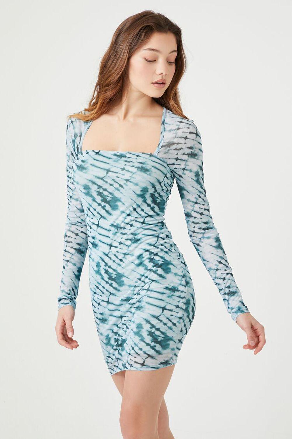 Mesh Tie-Dye Bodycon Mini Dress | Forever 21 Product Image