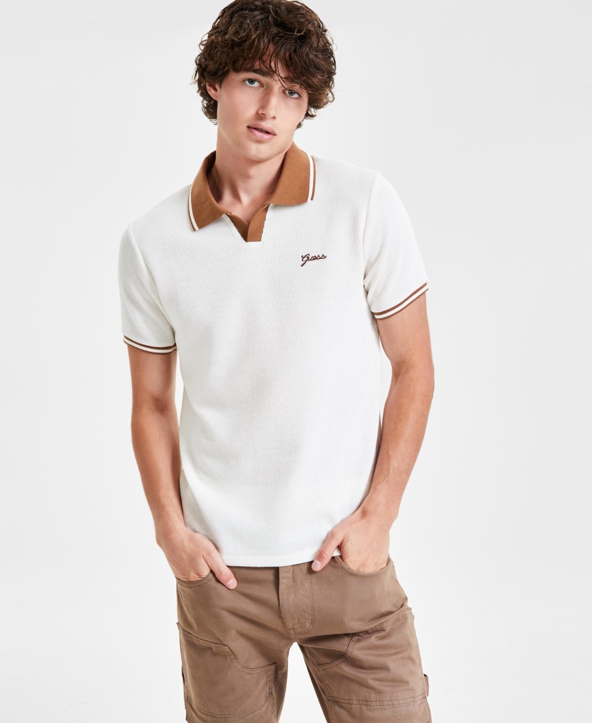 Guess Mens Weston Waffle-Knit Tipped Polo Shirt Product Image