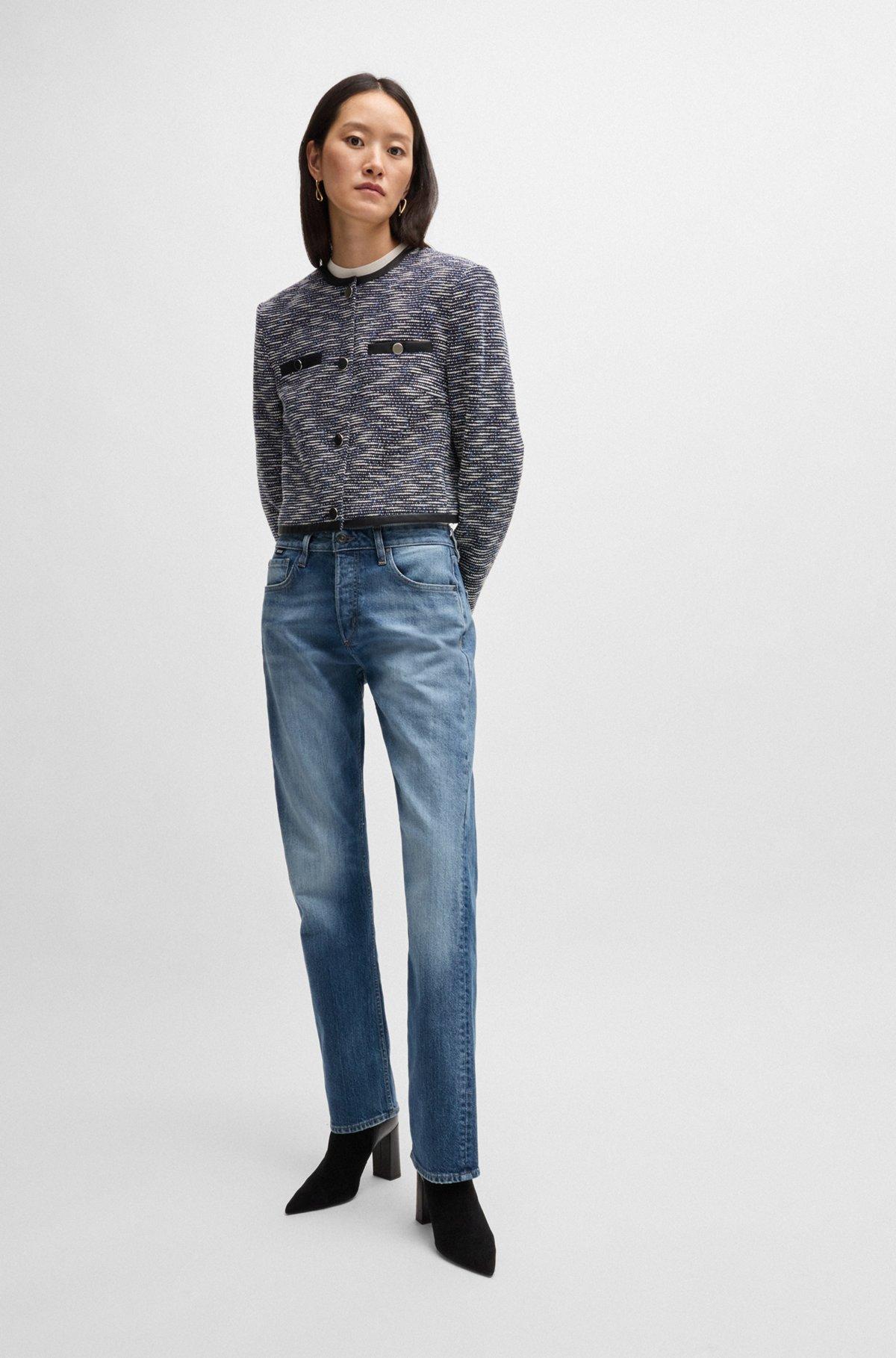 Straight-fit jeans in faded-blue comfort-stretch denim Product Image