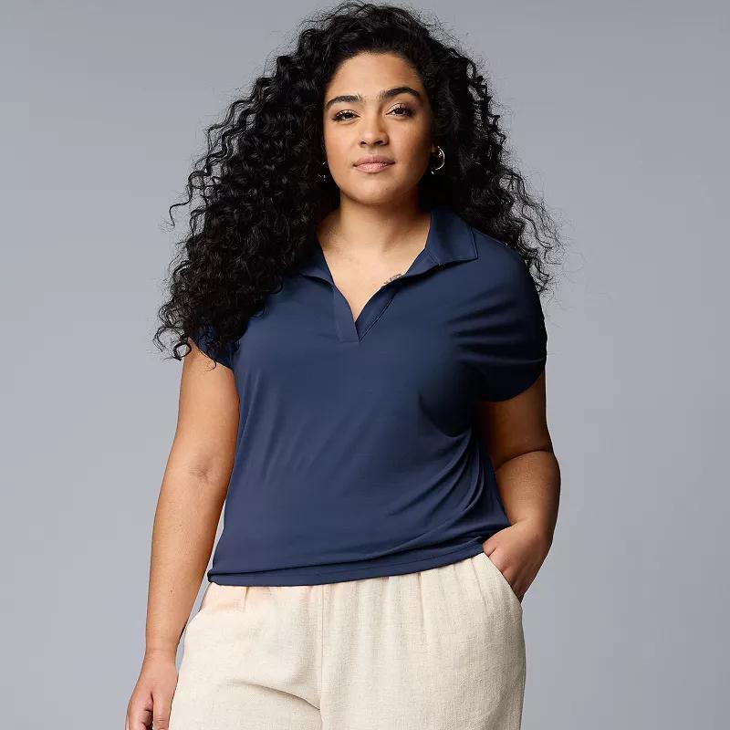 Plus Size Simply Vera Vera Wang Dolman Polo, Womens Product Image