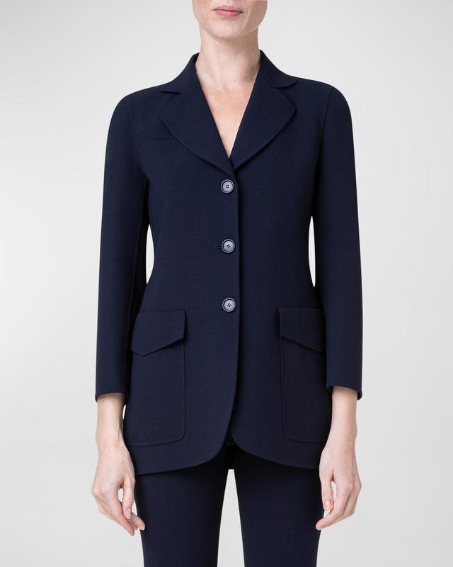 Double-Face Wool Blazer Jacket with Oversize Patch Pockets Product Image