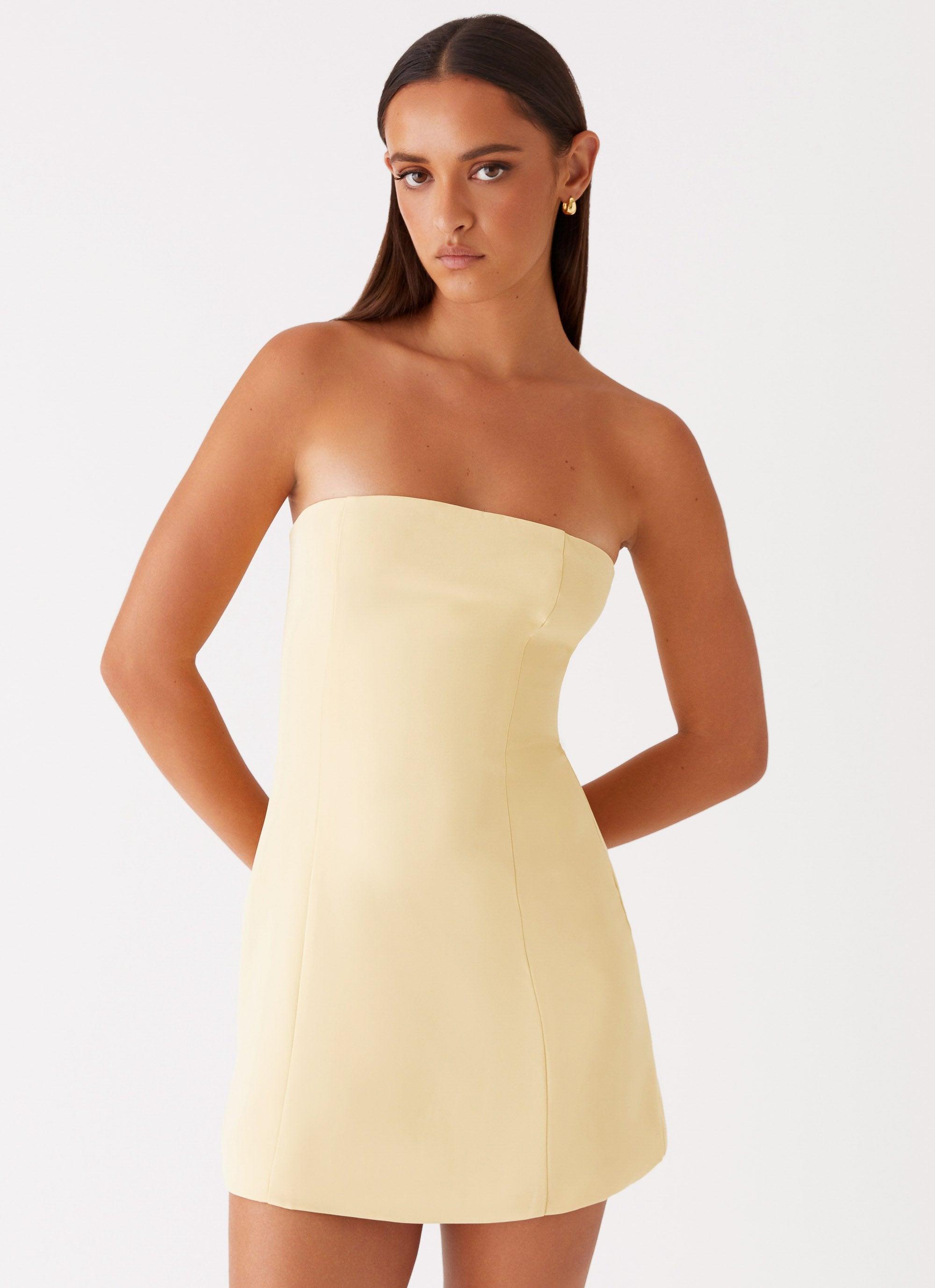 Ayanna Strapless Mini Dress - Yellow Product Image