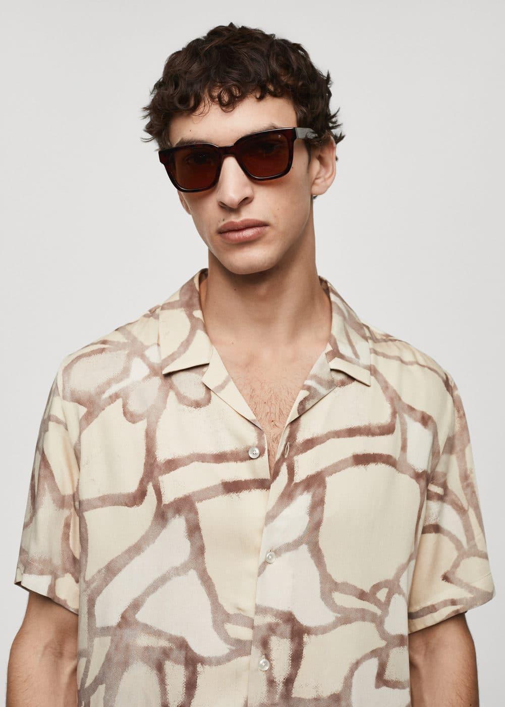 Mango Mens Printed Short-Sleeved Shirt Product Image