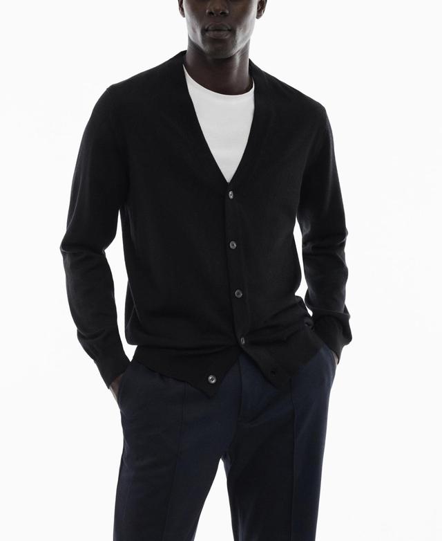 MANGO MAN - 100% merino wool cardigan blackMen Product Image