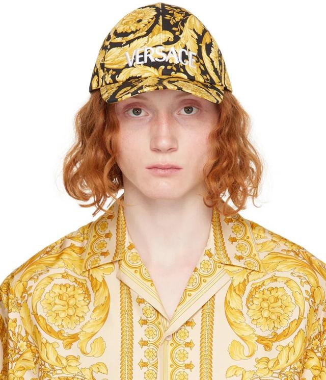 VERSACE Black & Gold Barocco Logo Baseball Cap In Black+gold+black Product Image