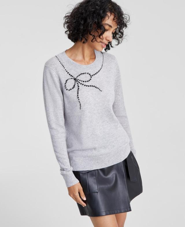 Charter Club Womens Cashmere Bow-Embellished Crewneck Sweater, Created for Macys Product Image