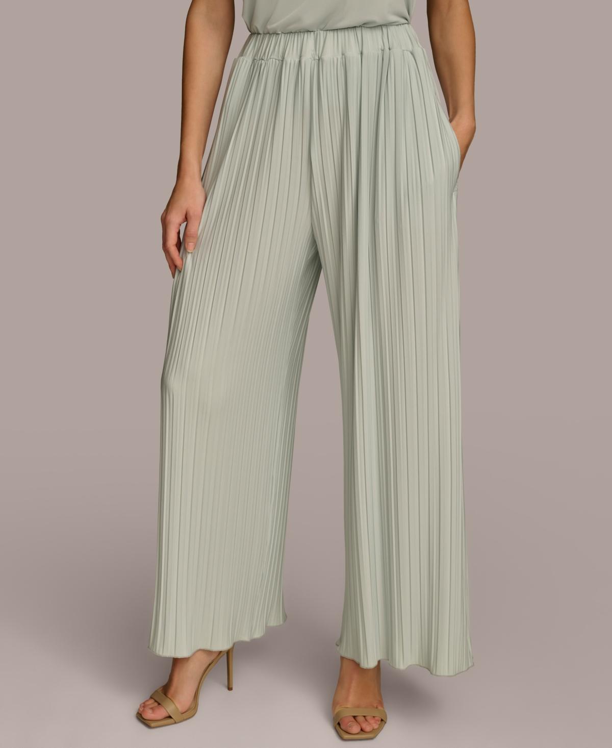 Donna Karan Womens Pull-On Pleated Wide Leg Pants Product Image