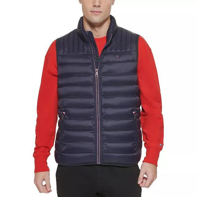 Big & Tall Tommy Hilfiger Quilted Vest, Mens Black Red Combo Product Image