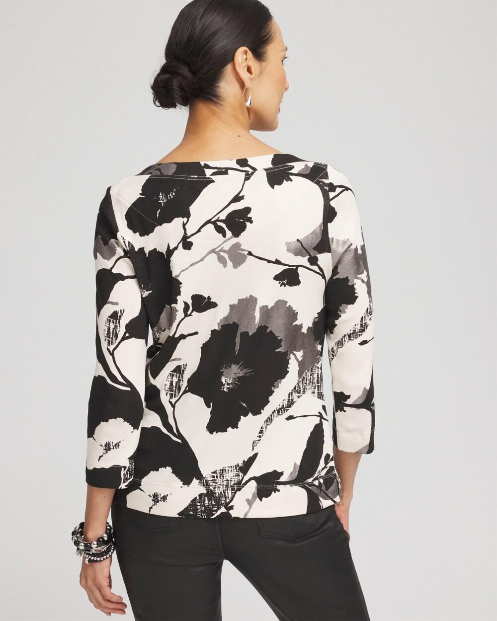 Floral 3/4 Sleeve Bateau Neck Tee Product Image