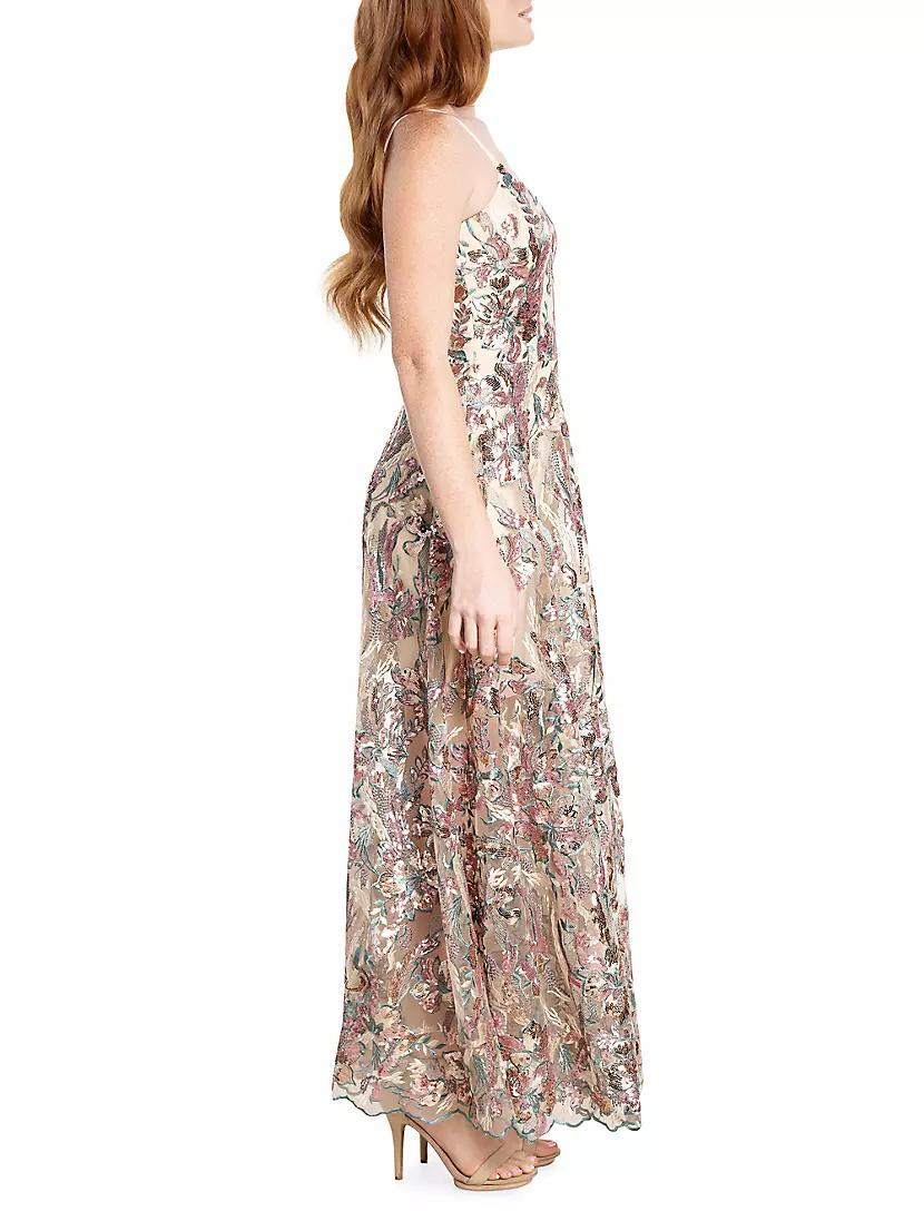 Umalina Floral Sequin Fit & Flare Gown Product Image