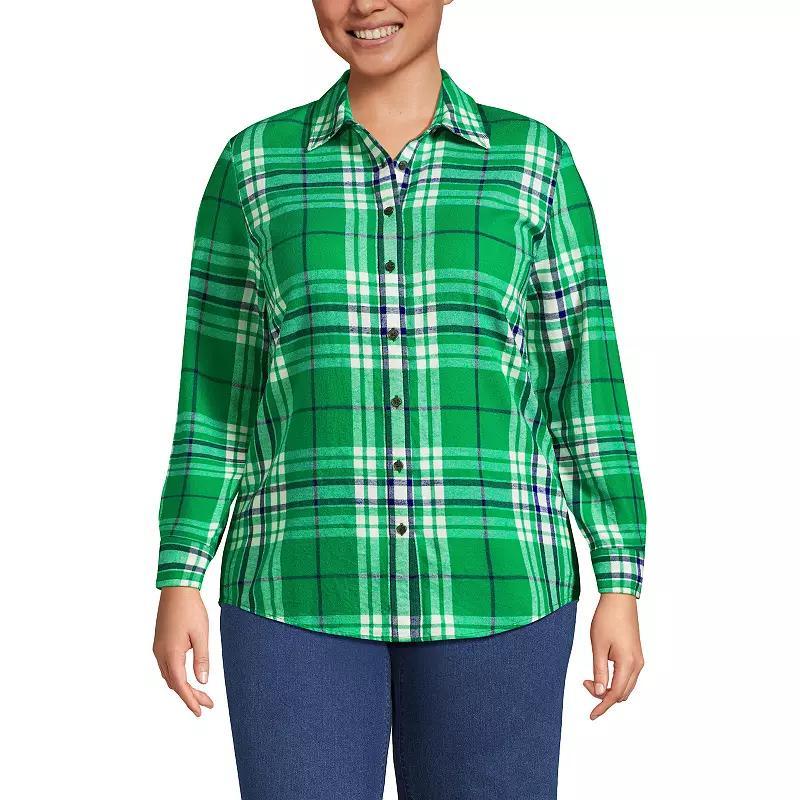 Plus Size Lands End Plaid Boyfriend Flannel Shirt, Womens Product Image