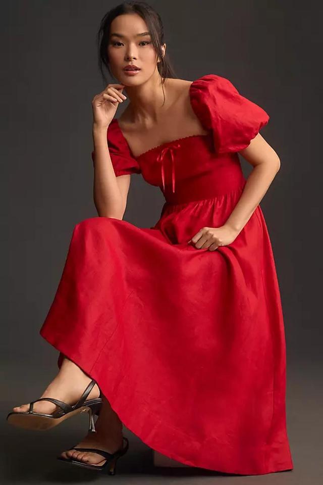 Marella Linen Dress In Cherry Product Image