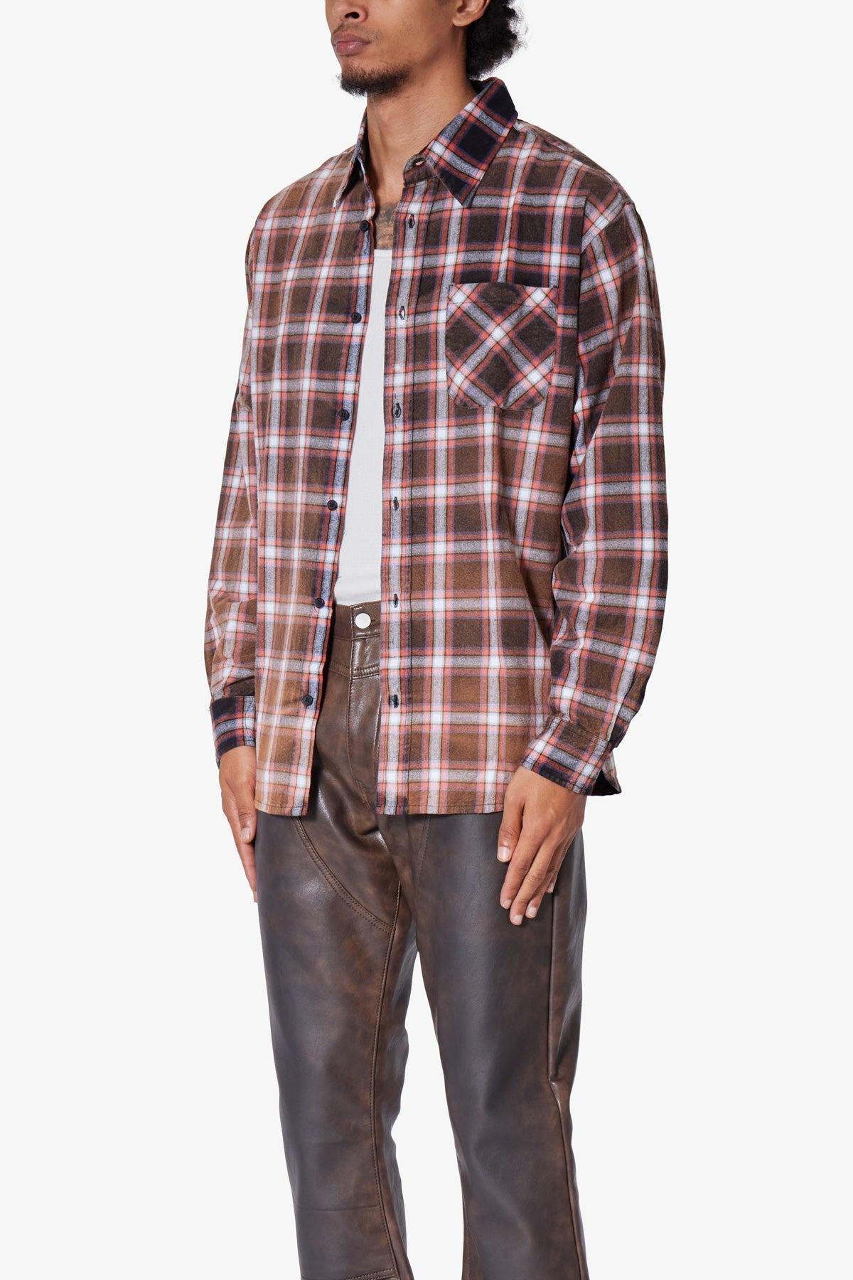 Plaid Orange Flannel Shirt - Orange Product Image