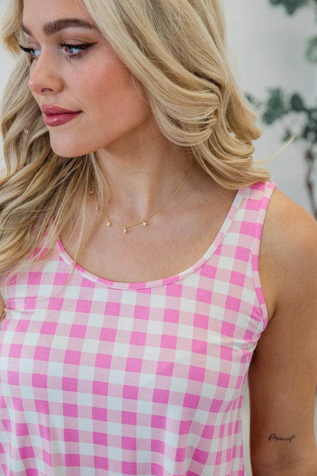 Classic Cuddly Bamboo Pink Gingham Tank Set Product Image