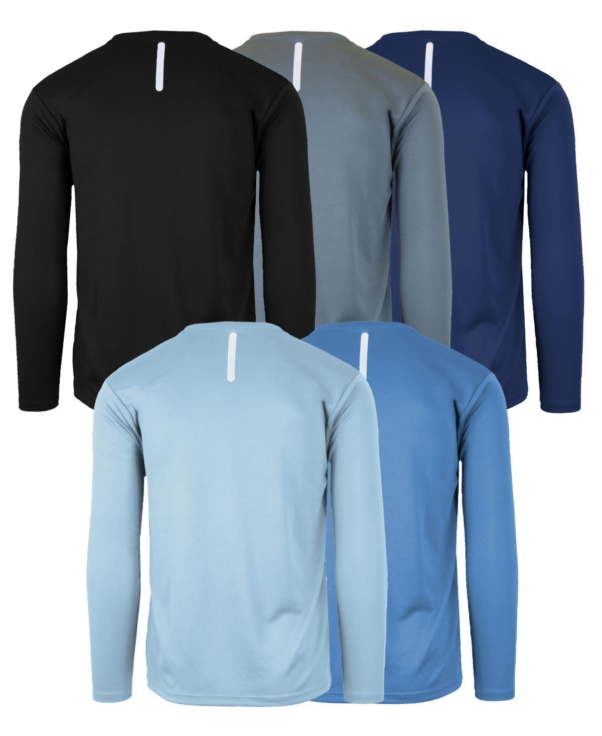 Galaxy By Harvic Mens Long Sleeve Moisture-Wicking Performance Crew Neck Tee -5 Pack Product Image