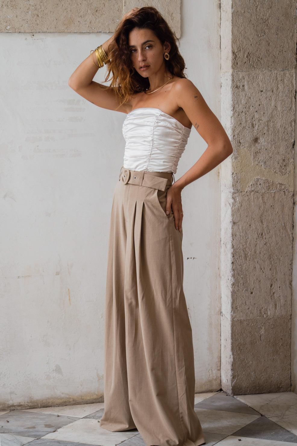 Nadine Tan Wide Leg Trouser Product Image