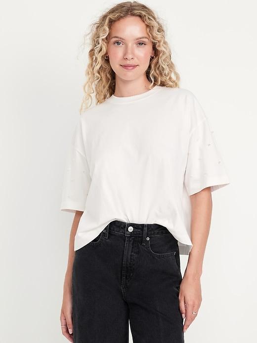 Oversized Crew-Neck Embellished T-Shirt Product Image