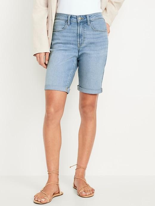 High-Waisted Wow Jean Shorts -- 9-inch inseam Product Image