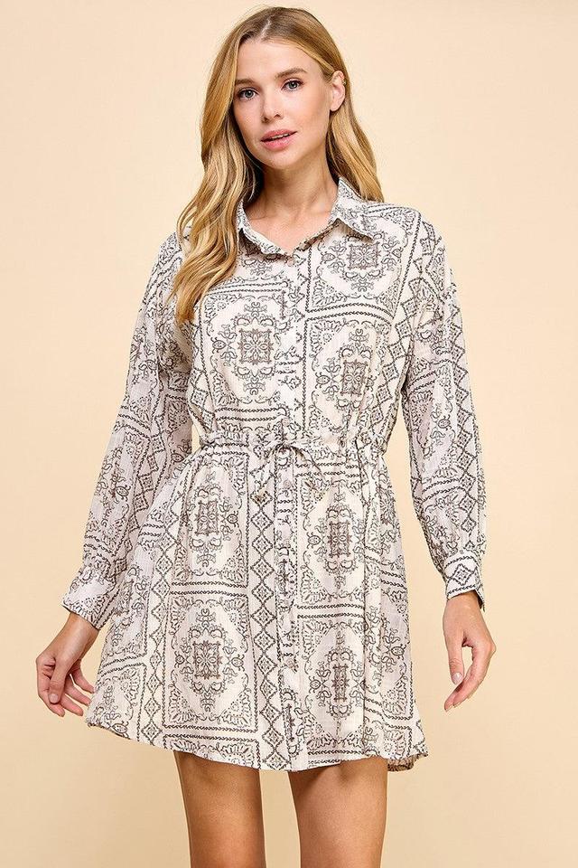 Abstract Printed Button Down Dress Product Image