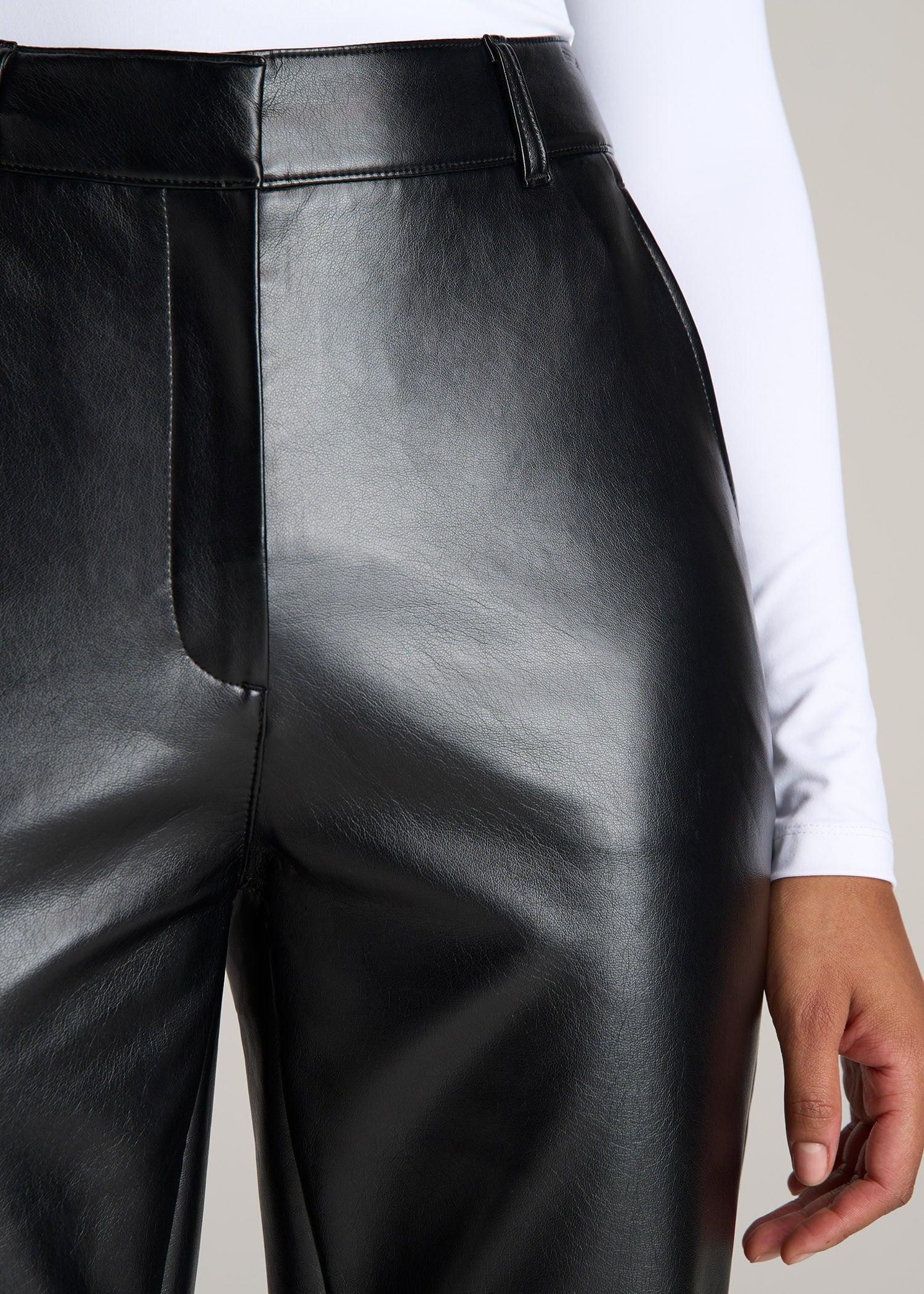 High Rise Flare Faux Leather Pants for Tall Women in Black Female Product Image