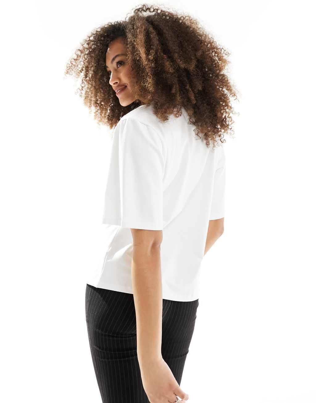 French Connection pleat detail T-shirt in white Product Image