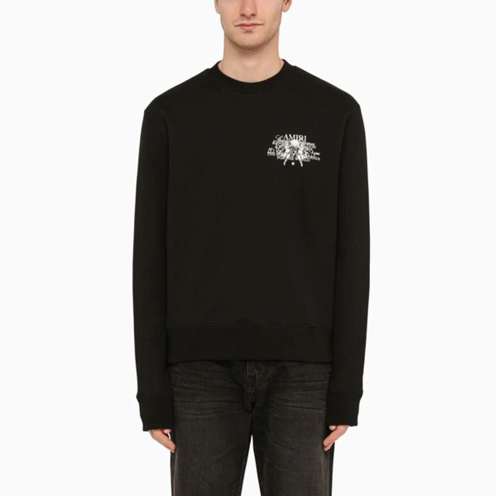 Black Cotton Crewneck Sweatshirt With Logo Print Men Product Image