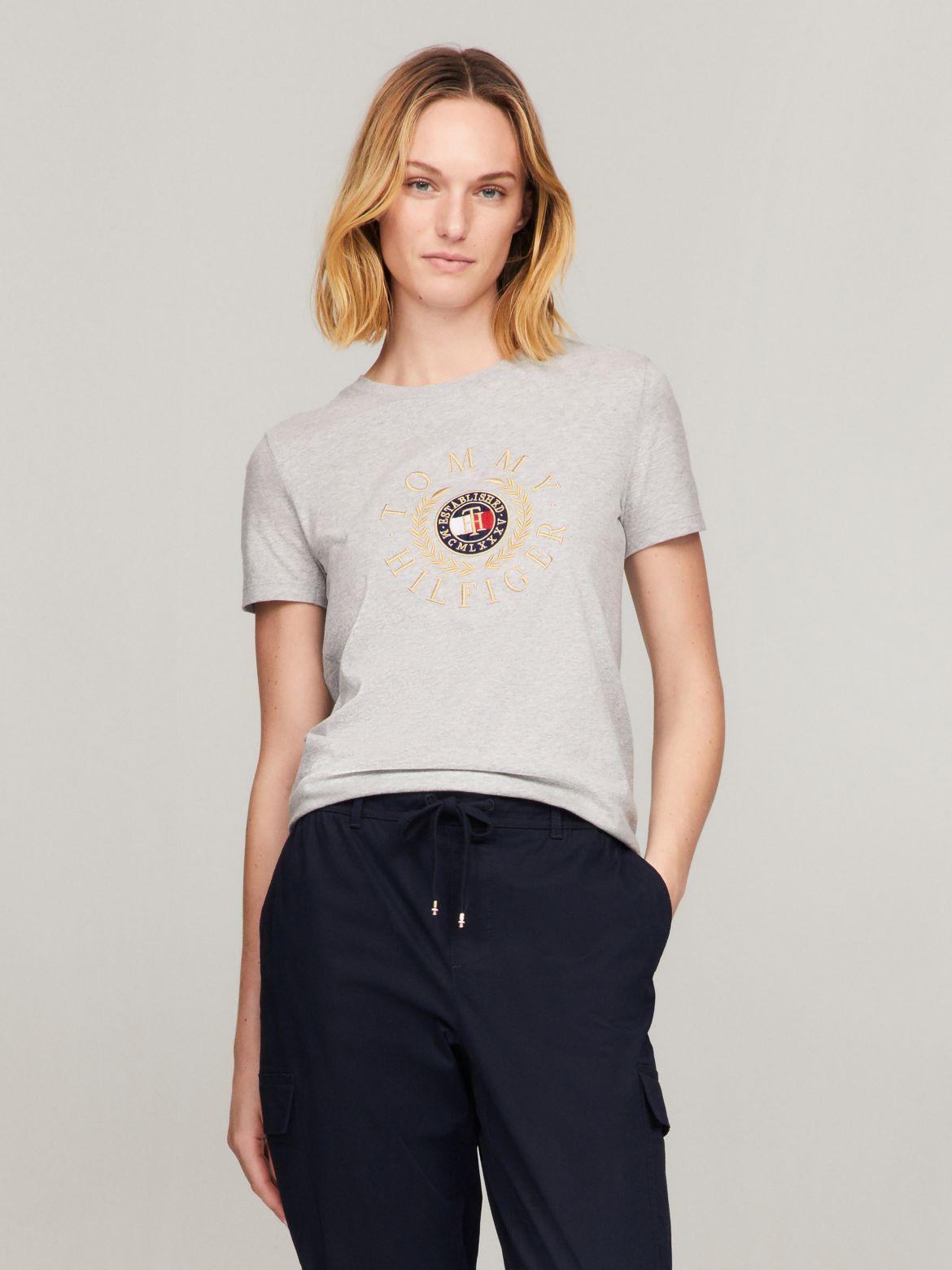 Tommy Hilfiger Women's Embroidered Tommy Laurel Logo T-Shirt Product Image