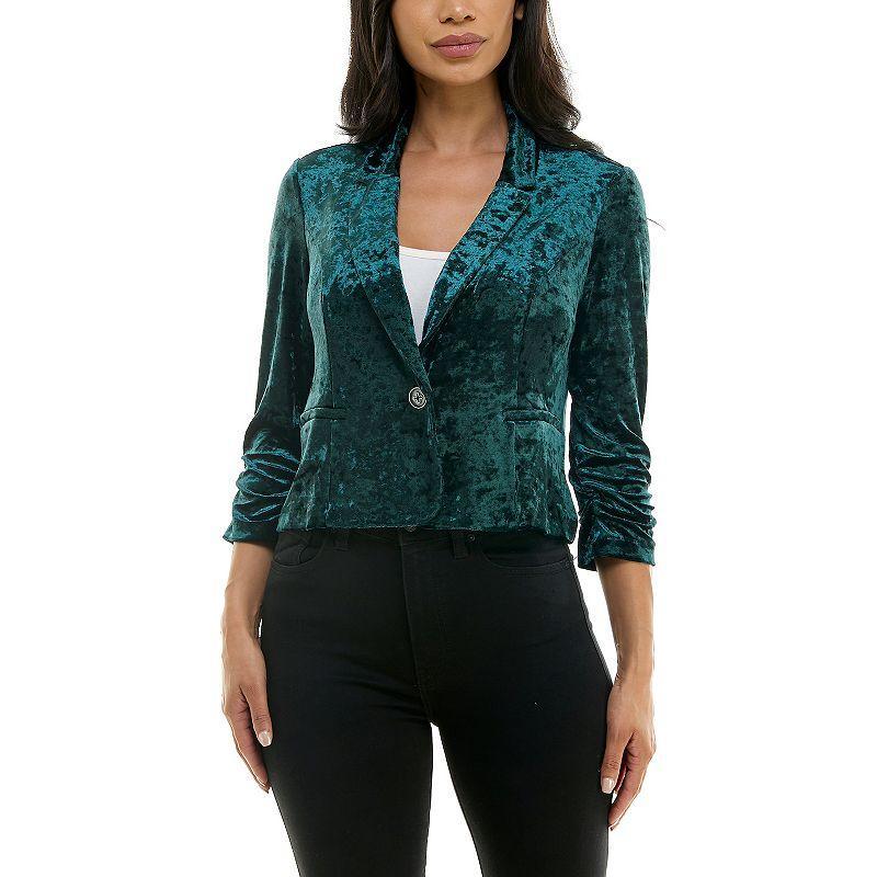 Womens Nina Leonard Velvet Cropped Blazer Product Image