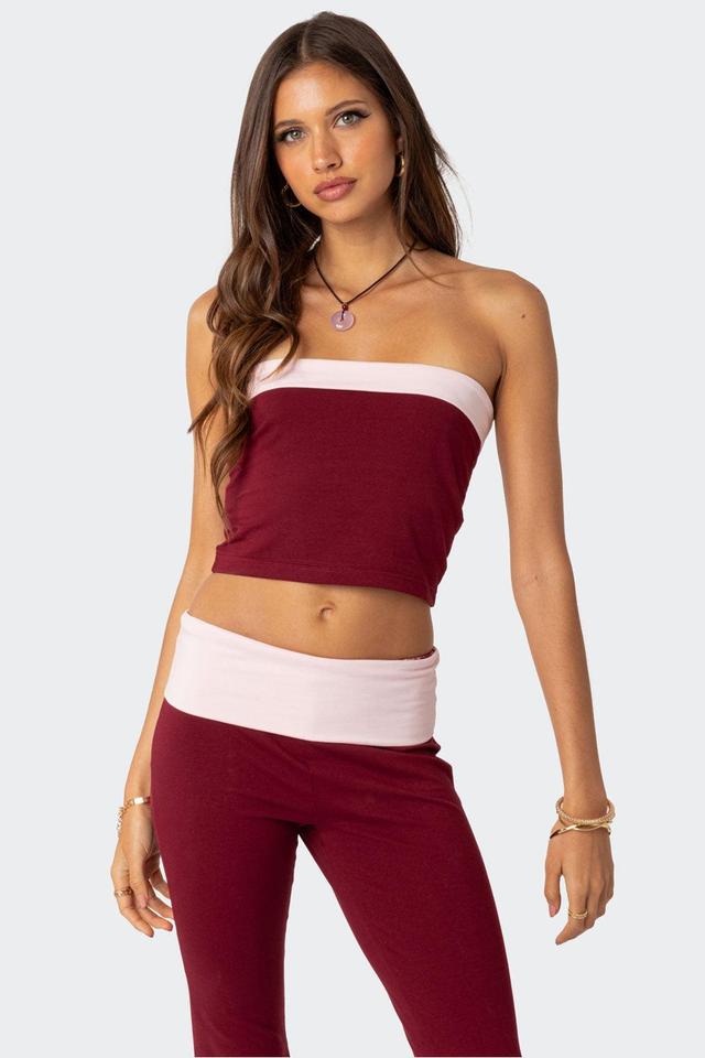 Contrast Fold Over Tube Top Product Image