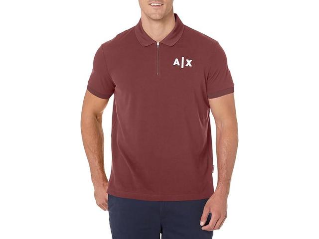 Armani Exchange AX Logo Zipper Polo Men's Clothing Product Image