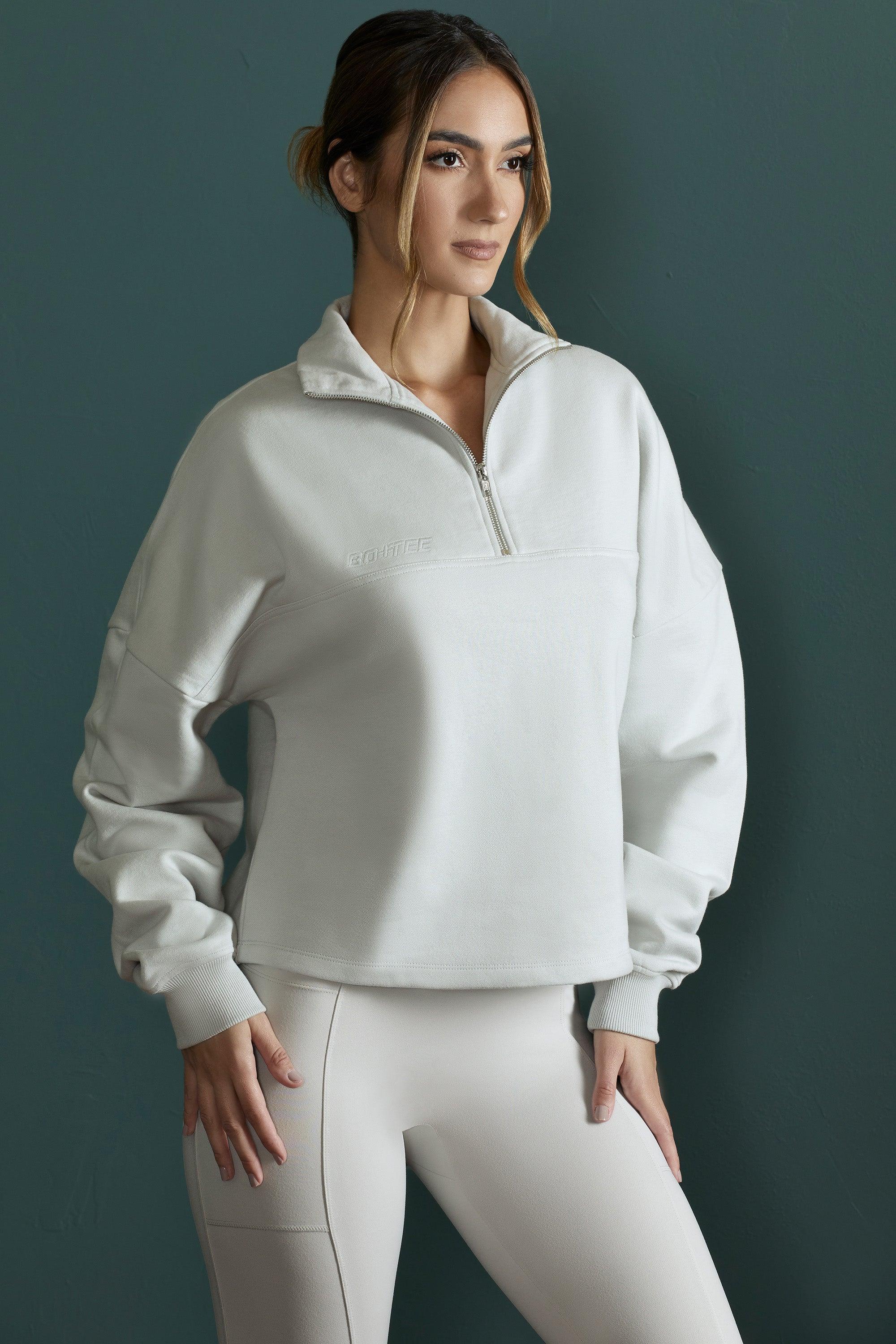 Oversized Half Zip Sweatshirt in Grey Product Image