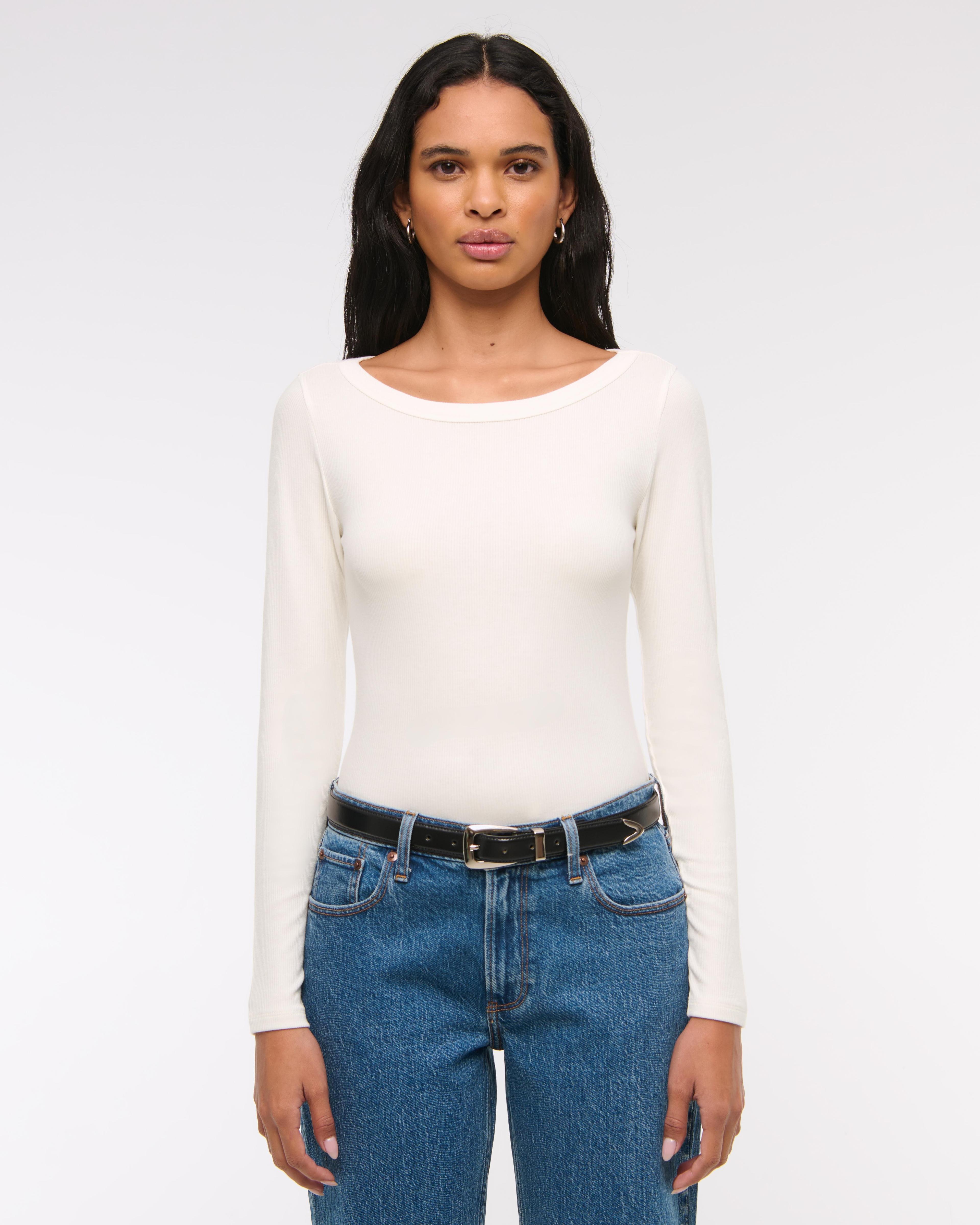 Long-Sleeve Boatneck Featherweight Rib Top Product Image