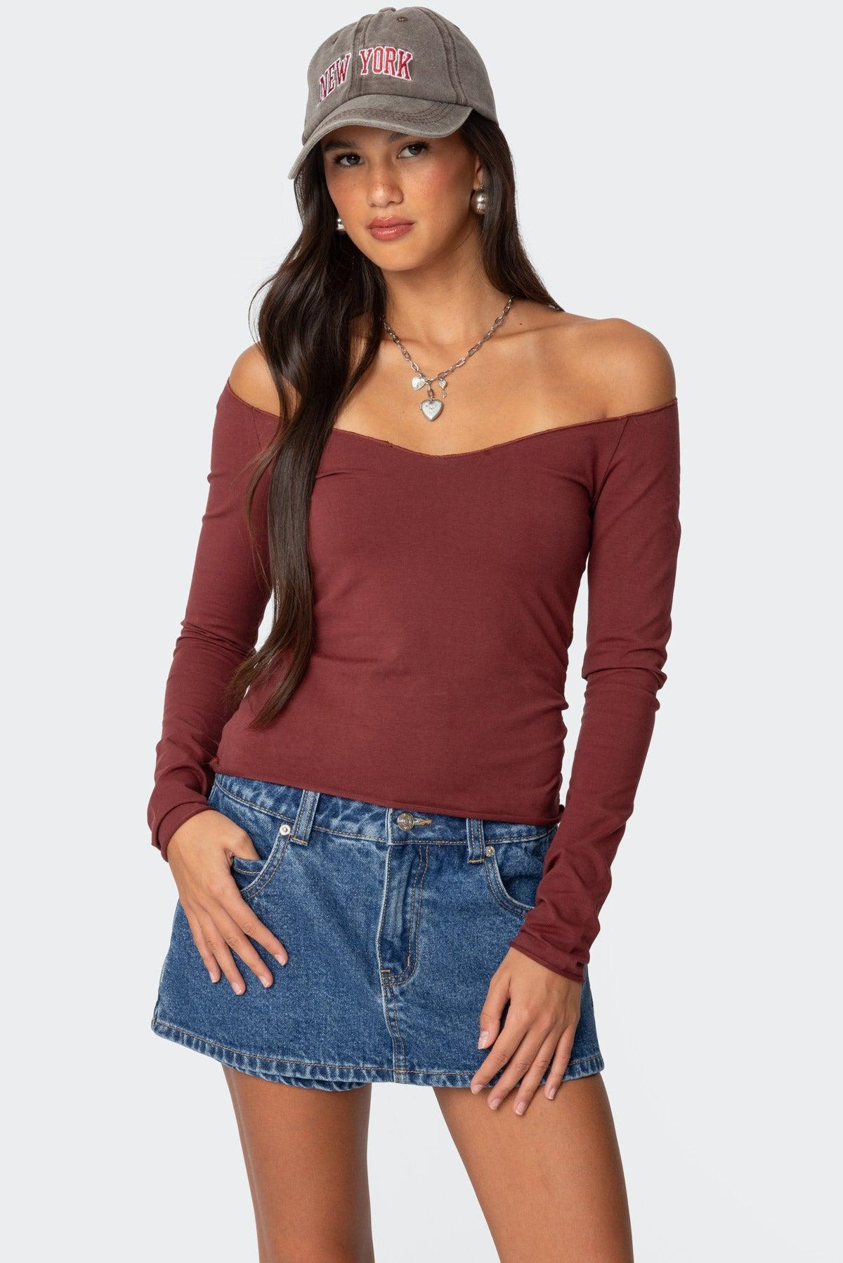 Nattie Off Shoulder V Neck Top Product Image