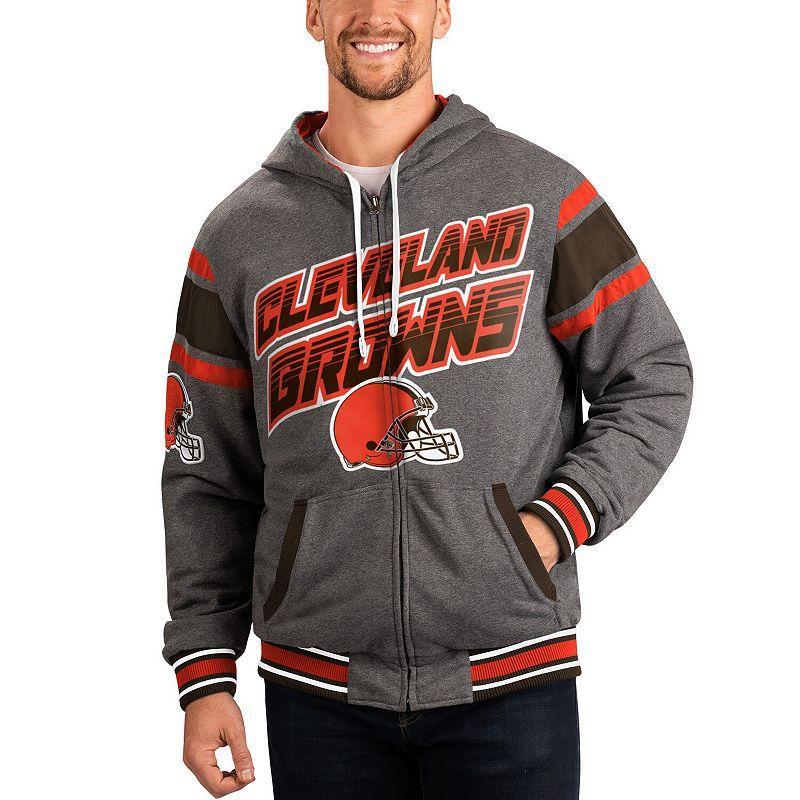 Mens G-III Sports by Carl Banks /Gray Cleveland s Extreme Full Back Reversible Hoodie Full-Zip Jacket Product Image