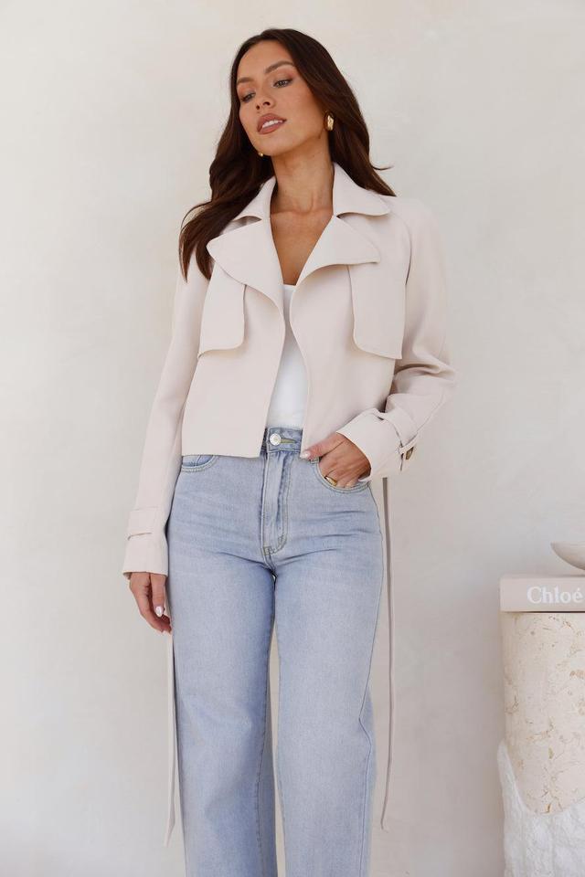 Winter Effect Cropped Trench Coat Beige Product Image