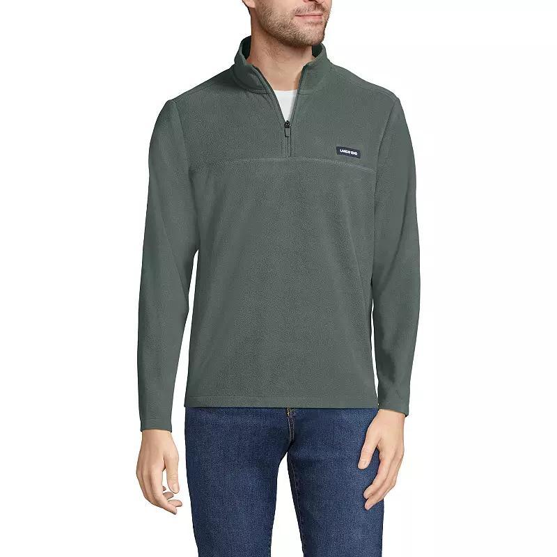 Lands' End Men's Lands' End Fleece Quarter-Zip Pullover, Size: Large, Dark Green - Size: L Product Image