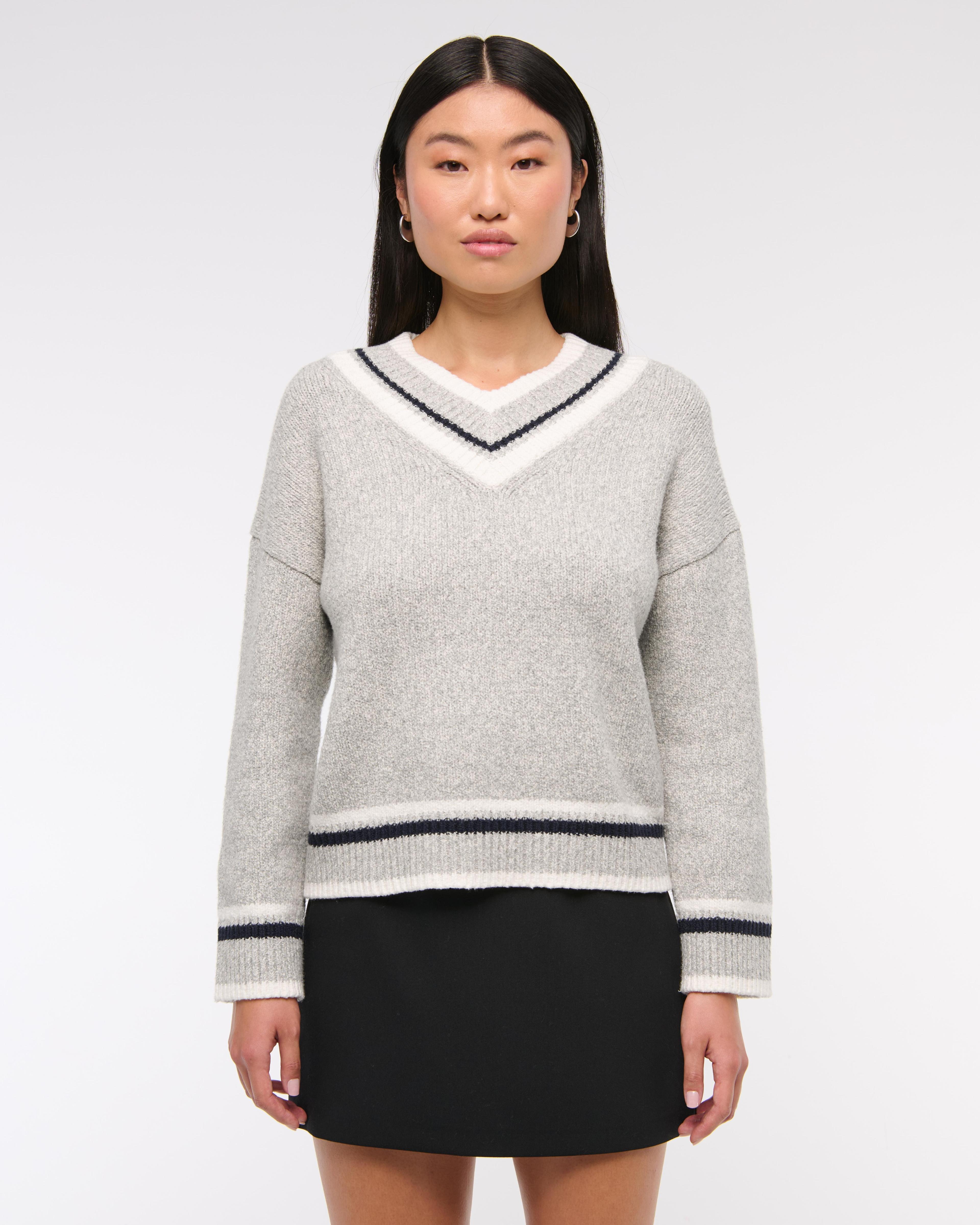 Relaxed Textural V-Neck Sweater Product Image