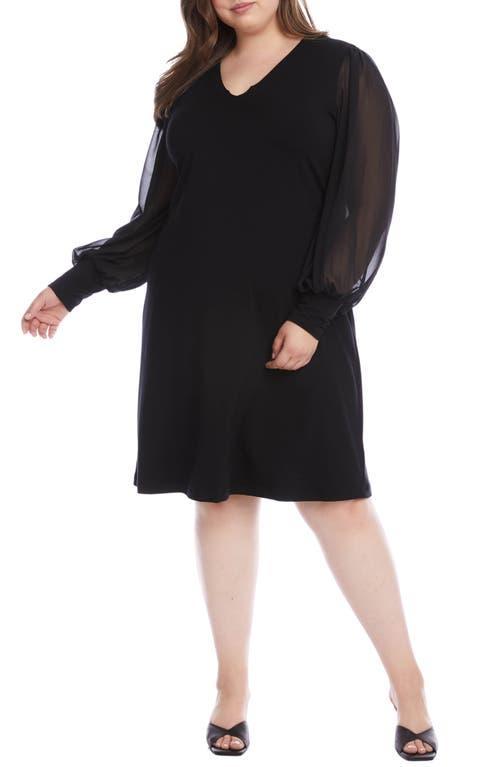Karen Kane Sheer Long Sleeve Jersey Sheath Dress Product Image