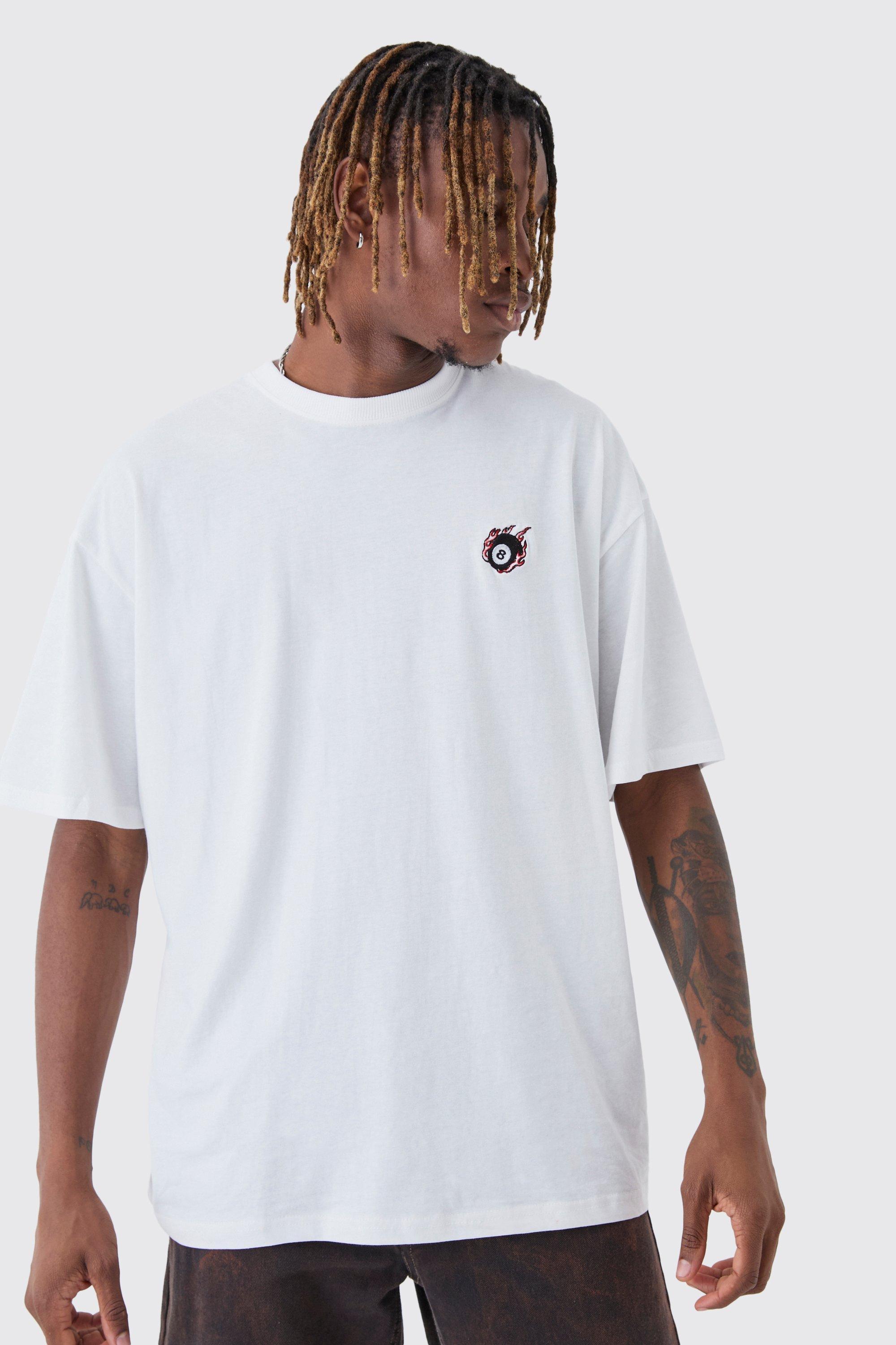 Tall 8 Ball Embroidered T-Shirt | boohooMAN USA Product Image