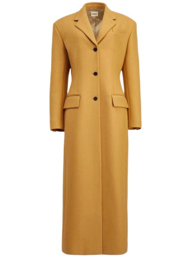 Single-breasted Wool-blend Coat In Brown Product Image