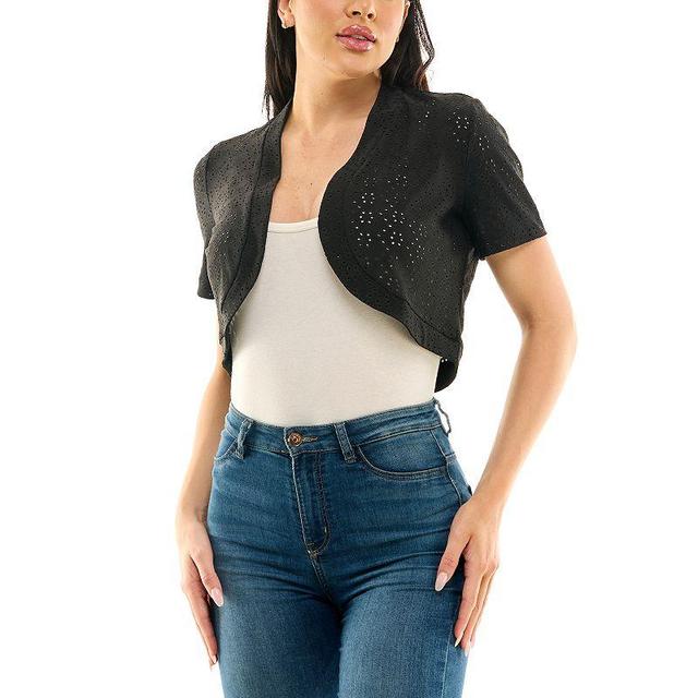 Womens Nina Leonard Eyelet Knit Bolero Product Image